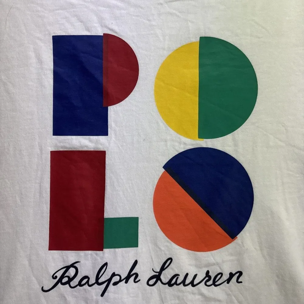 POLO RALPH LAUREN Men's White Classic Fit Graphic Logo Jersey T-Shirt M